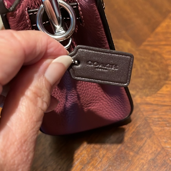 Coach Mini Lane color block mini Bag monogram, brown/tan Peach & raspberry NWOT - Picture 9 of 17